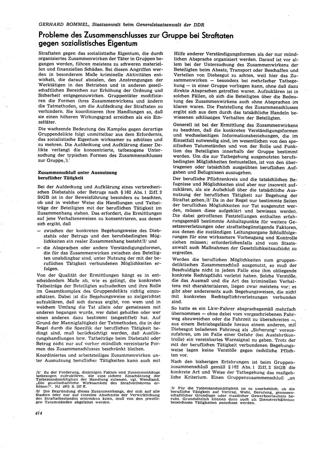 Neue Justiz (NJ), Zeitschrift für Recht und Rechtswissenschaft [Deutsche Demokratische Republik (DDR)], 27. Jahrgang 1973, Seite 474 (NJ DDR 1973, S. 474)