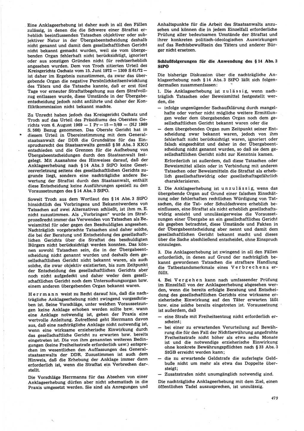 Neue Justiz (NJ), Zeitschrift für Recht und Rechtswissenschaft [Deutsche Demokratische Republik (DDR)], 27. Jahrgang 1973, Seite 479 (NJ DDR 1973, S. 479)
