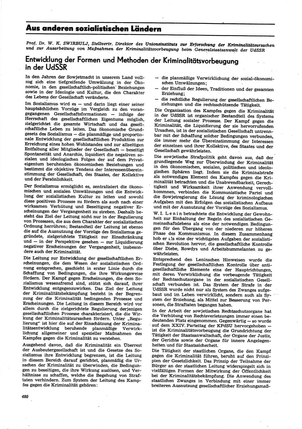 Neue Justiz (NJ), Zeitschrift für Recht und Rechtswissenschaft [Deutsche Demokratische Republik (DDR)], 27. Jahrgang 1973, Seite 480 (NJ DDR 1973, S. 480)