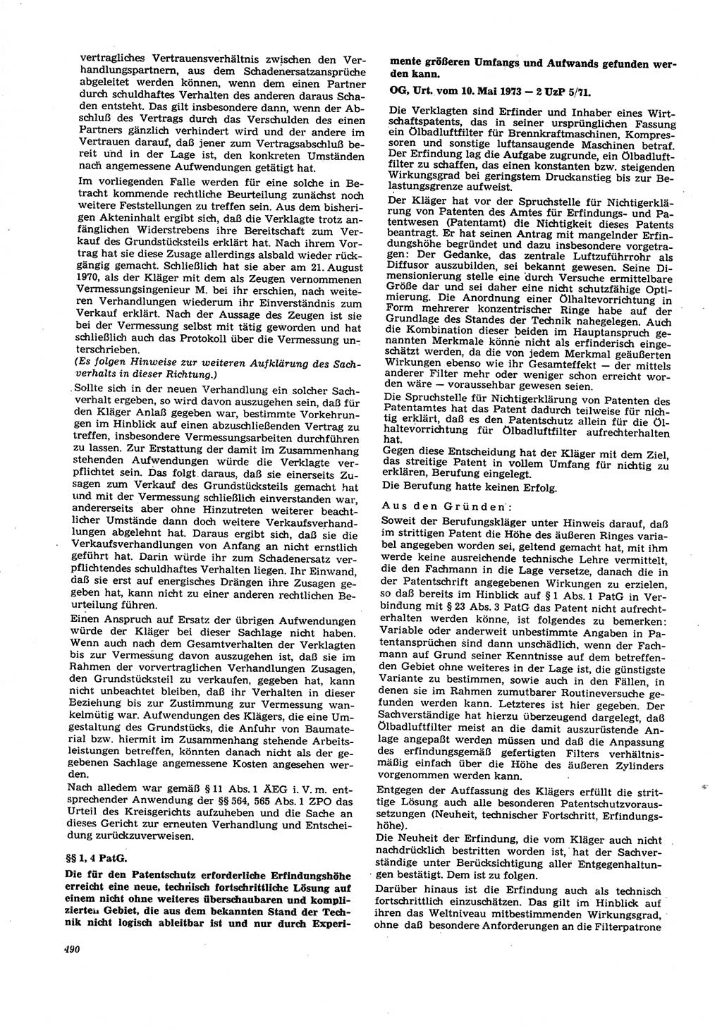 Neue Justiz (NJ), Zeitschrift für Recht und Rechtswissenschaft [Deutsche Demokratische Republik (DDR)], 27. Jahrgang 1973, Seite 490 (NJ DDR 1973, S. 490)