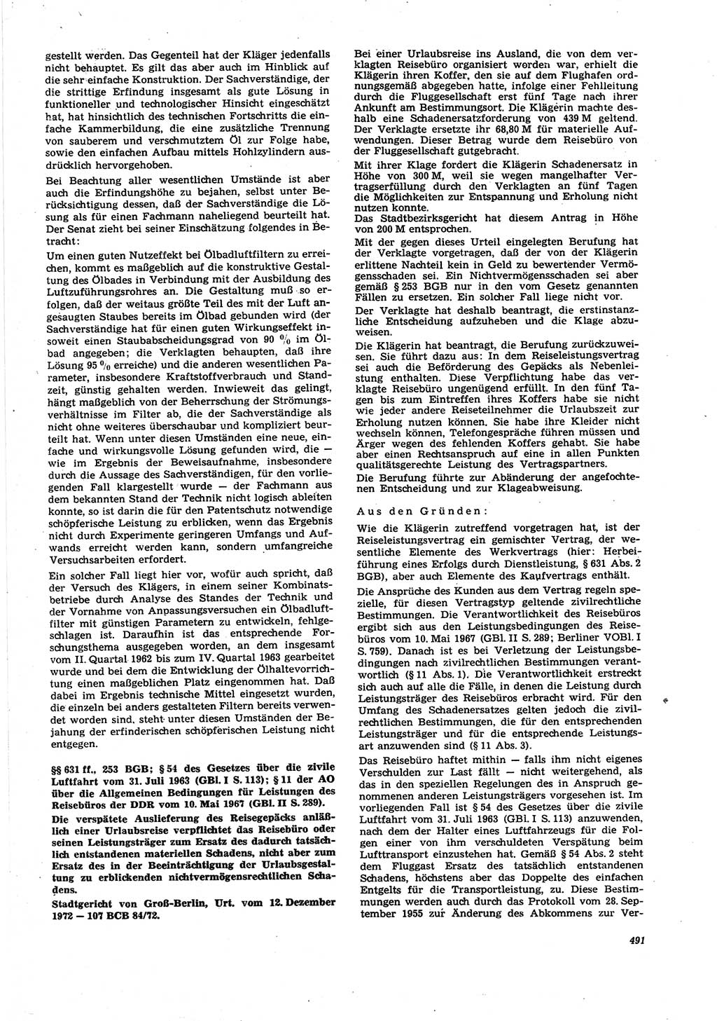 Neue Justiz (NJ), Zeitschrift für Recht und Rechtswissenschaft [Deutsche Demokratische Republik (DDR)], 27. Jahrgang 1973, Seite 491 (NJ DDR 1973, S. 491)