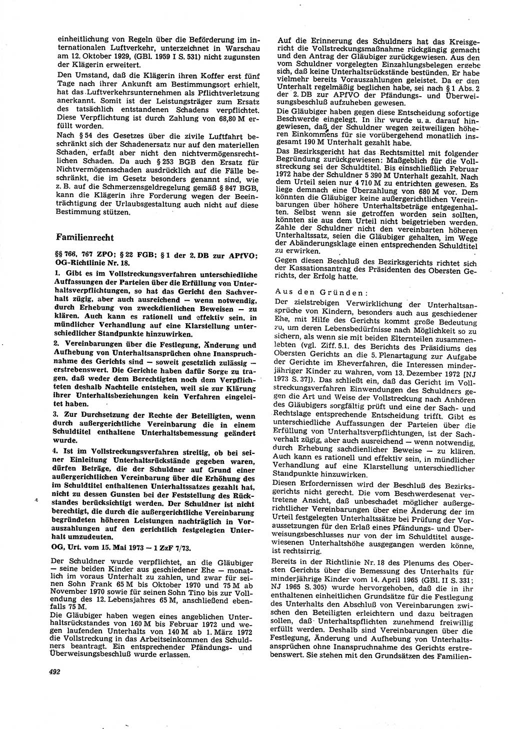Neue Justiz (NJ), Zeitschrift für Recht und Rechtswissenschaft [Deutsche Demokratische Republik (DDR)], 27. Jahrgang 1973, Seite 492 (NJ DDR 1973, S. 492)