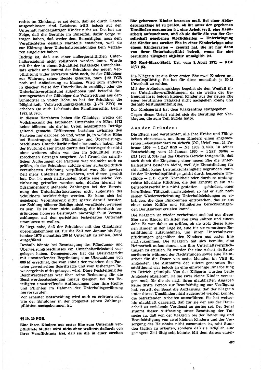Neue Justiz (NJ), Zeitschrift für Recht und Rechtswissenschaft [Deutsche Demokratische Republik (DDR)], 27. Jahrgang 1973, Seite 493 (NJ DDR 1973, S. 493)