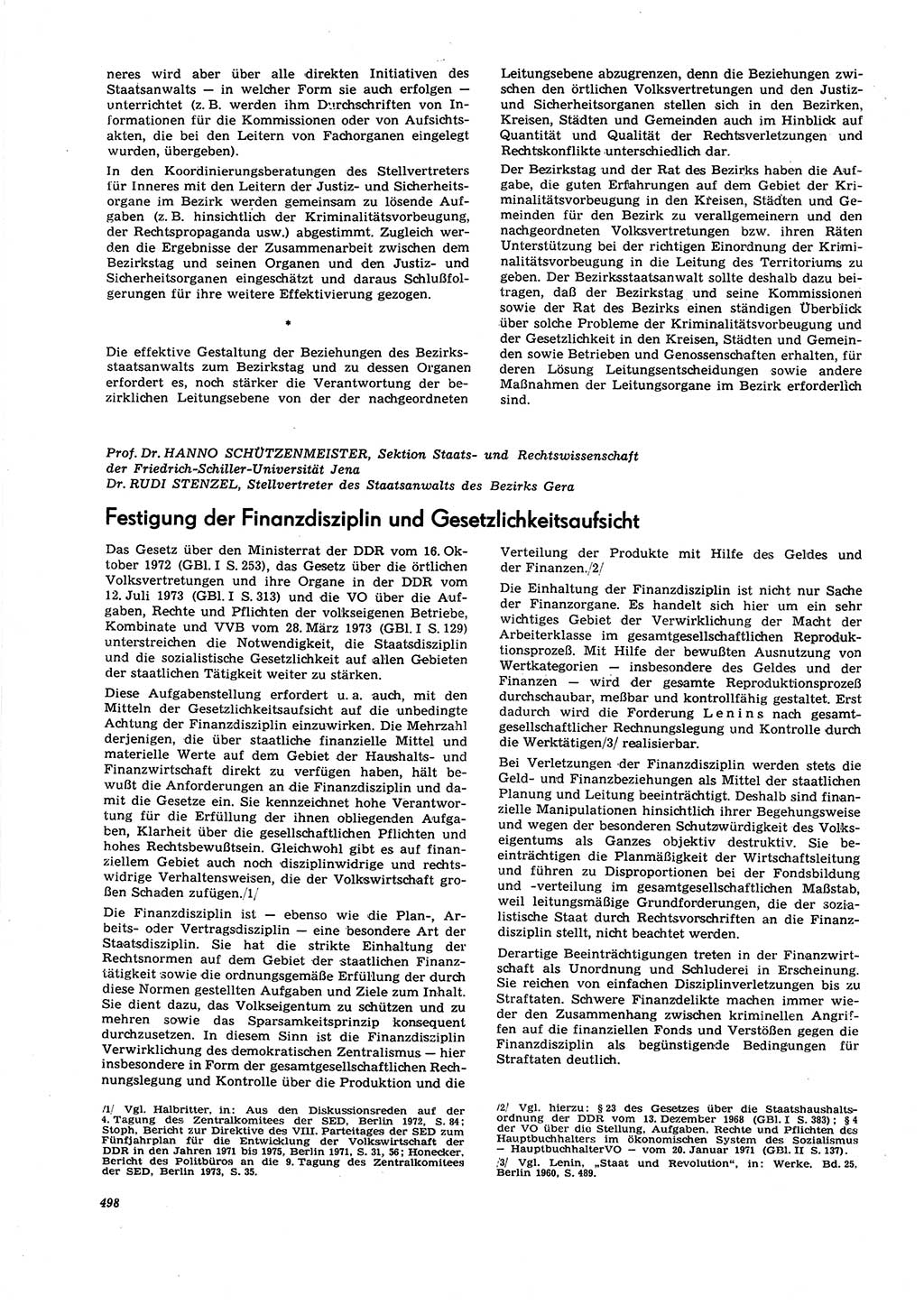 Neue Justiz (NJ), Zeitschrift für Recht und Rechtswissenschaft [Deutsche Demokratische Republik (DDR)], 27. Jahrgang 1973, Seite 498 (NJ DDR 1973, S. 498)