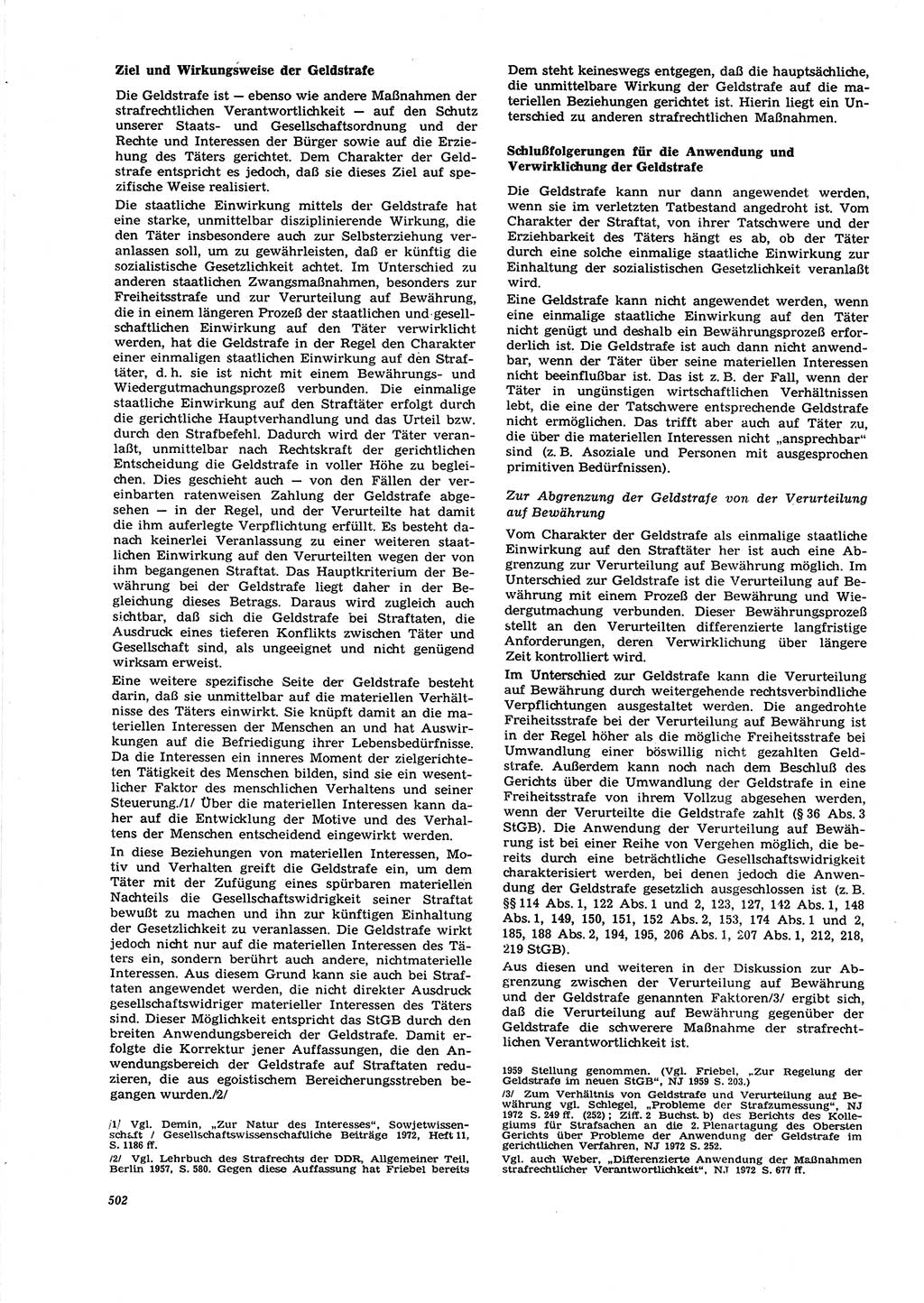 Neue Justiz (NJ), Zeitschrift für Recht und Rechtswissenschaft [Deutsche Demokratische Republik (DDR)], 27. Jahrgang 1973, Seite 502 (NJ DDR 1973, S. 502)