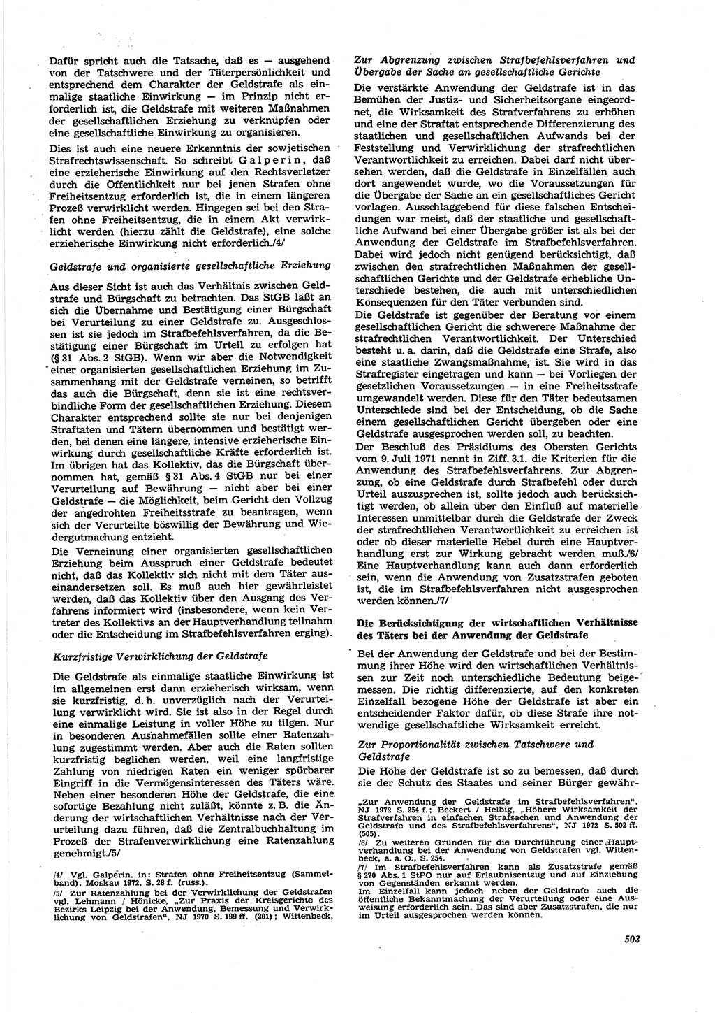Neue Justiz (NJ), Zeitschrift für Recht und Rechtswissenschaft [Deutsche Demokratische Republik (DDR)], 27. Jahrgang 1973, Seite 503 (NJ DDR 1973, S. 503)