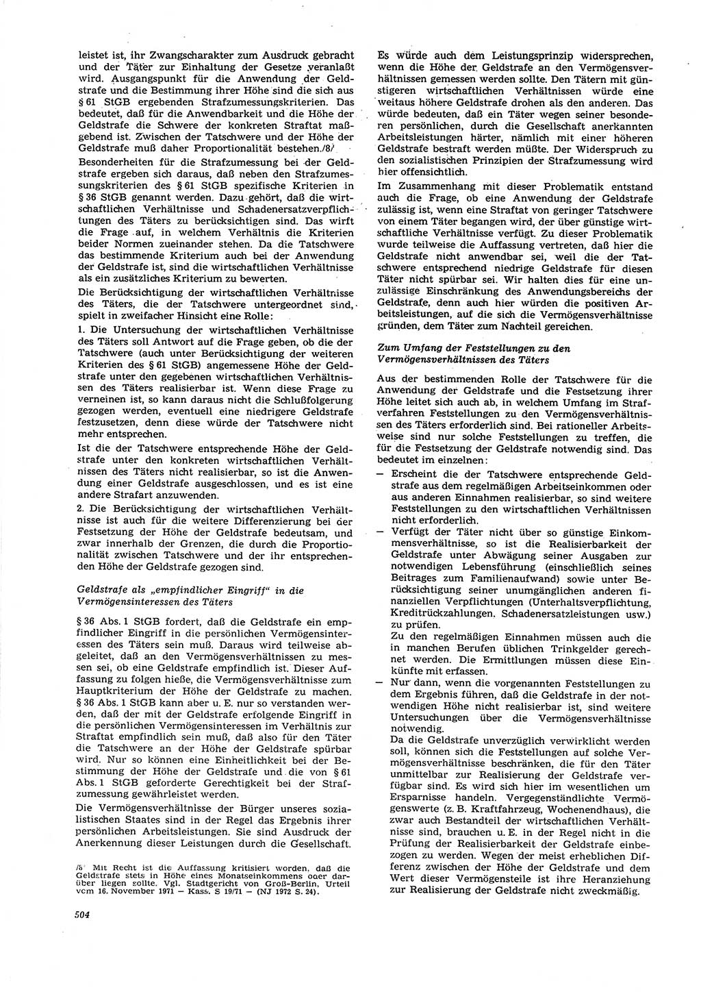 Neue Justiz (NJ), Zeitschrift für Recht und Rechtswissenschaft [Deutsche Demokratische Republik (DDR)], 27. Jahrgang 1973, Seite 504 (NJ DDR 1973, S. 504)