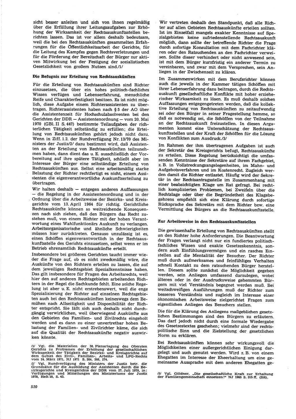 Neue Justiz (NJ), Zeitschrift für Recht und Rechtswissenschaft [Deutsche Demokratische Republik (DDR)], 27. Jahrgang 1973, Seite 510 (NJ DDR 1973, S. 510)
