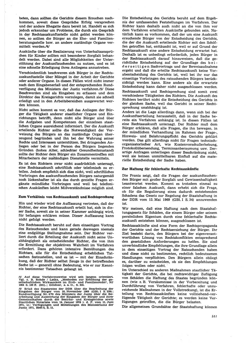 Neue Justiz (NJ), Zeitschrift für Recht und Rechtswissenschaft [Deutsche Demokratische Republik (DDR)], 27. Jahrgang 1973, Seite 511 (NJ DDR 1973, S. 511)