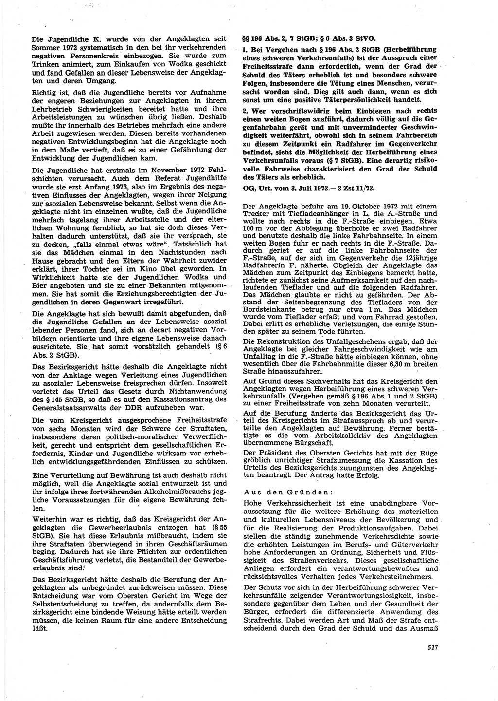 Neue Justiz (NJ), Zeitschrift für Recht und Rechtswissenschaft [Deutsche Demokratische Republik (DDR)], 27. Jahrgang 1973, Seite 517 (NJ DDR 1973, S. 517)