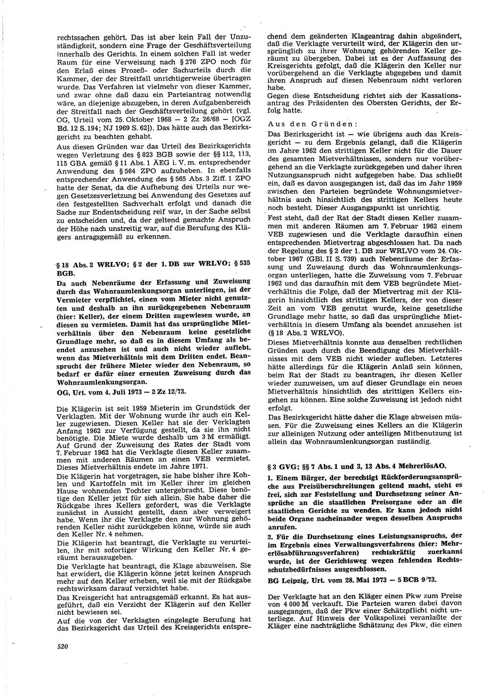 Neue Justiz (NJ), Zeitschrift für Recht und Rechtswissenschaft [Deutsche Demokratische Republik (DDR)], 27. Jahrgang 1973, Seite 520 (NJ DDR 1973, S. 520)