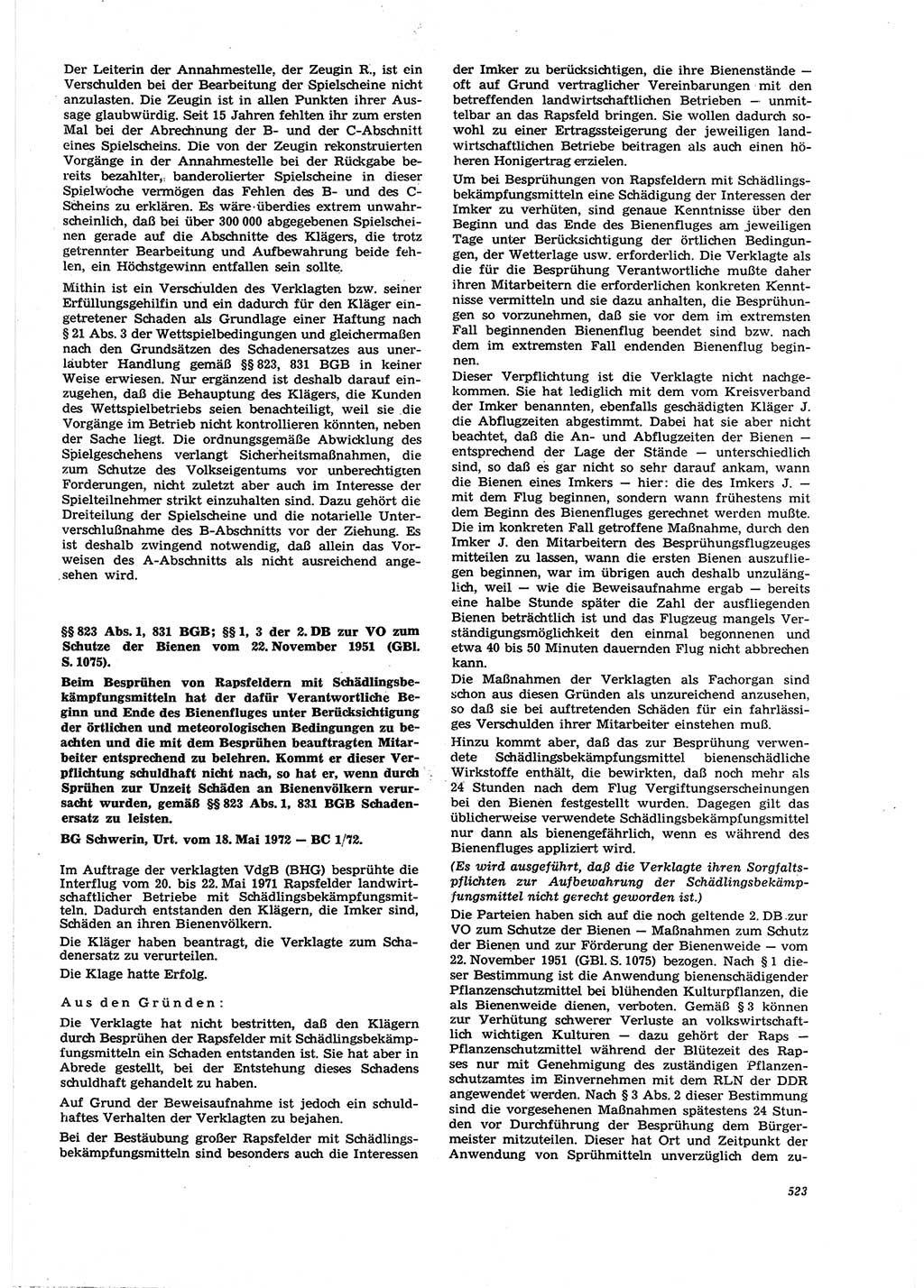 Neue Justiz (NJ), Zeitschrift für Recht und Rechtswissenschaft [Deutsche Demokratische Republik (DDR)], 27. Jahrgang 1973, Seite 523 (NJ DDR 1973, S. 523)