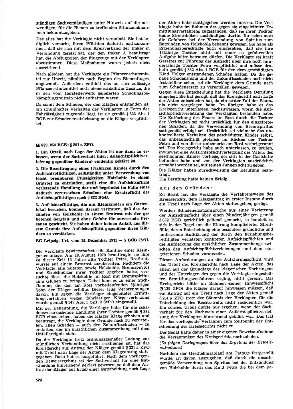 Neue Justiz (NJ), Zeitschrift für Recht und Rechtswissenschaft [Deutsche Demokratische Republik (DDR)], 27. Jahrgang 1973, Seite 524 (NJ DDR 1973, S. 524)