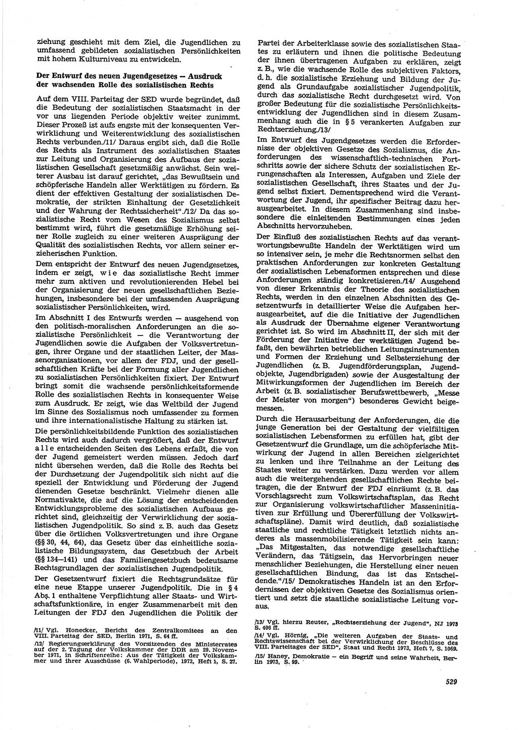 Neue Justiz (NJ), Zeitschrift für Recht und Rechtswissenschaft [Deutsche Demokratische Republik (DDR)], 27. Jahrgang 1973, Seite 529 (NJ DDR 1973, S. 529)