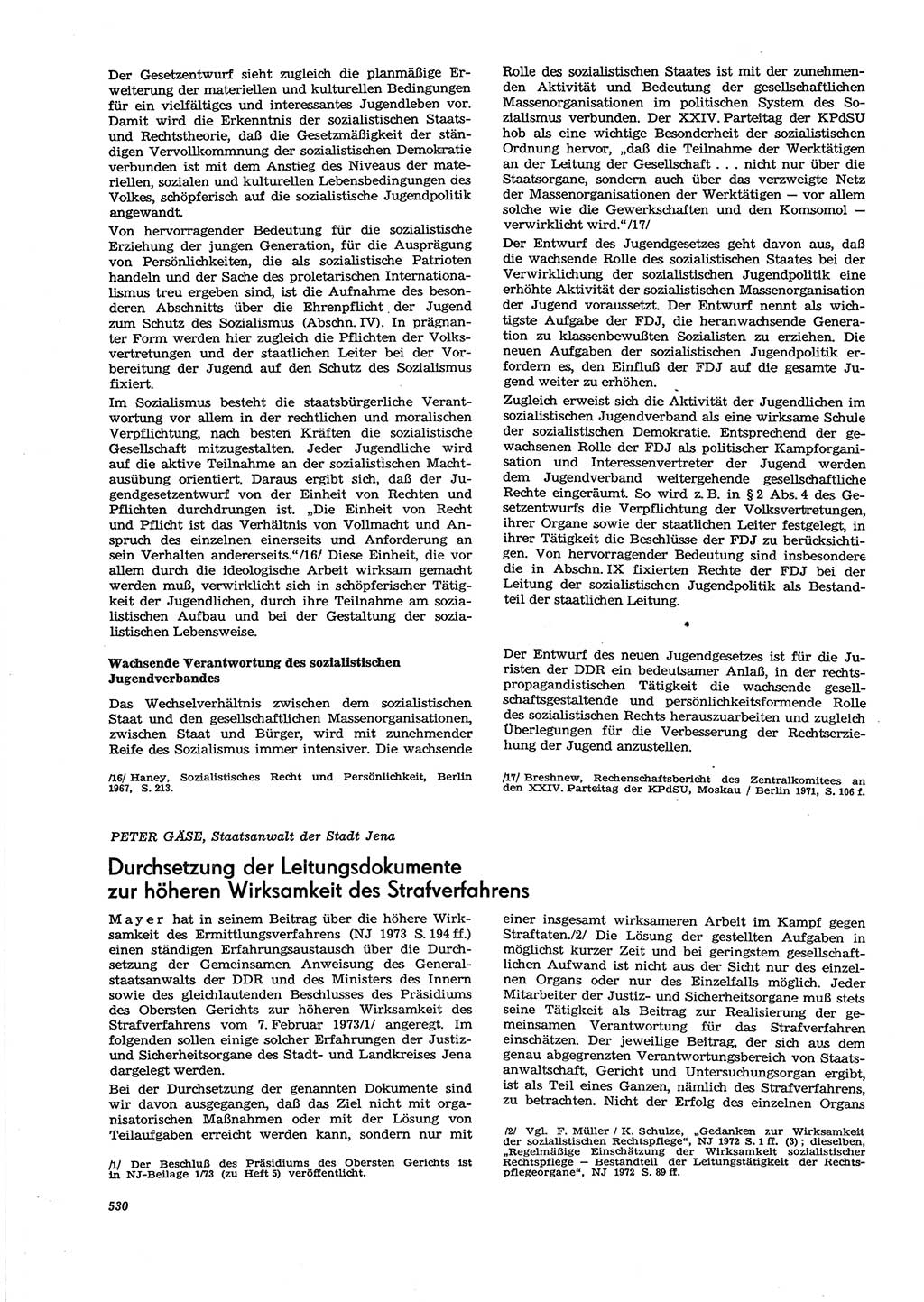 Neue Justiz (NJ), Zeitschrift für Recht und Rechtswissenschaft [Deutsche Demokratische Republik (DDR)], 27. Jahrgang 1973, Seite 530 (NJ DDR 1973, S. 530)