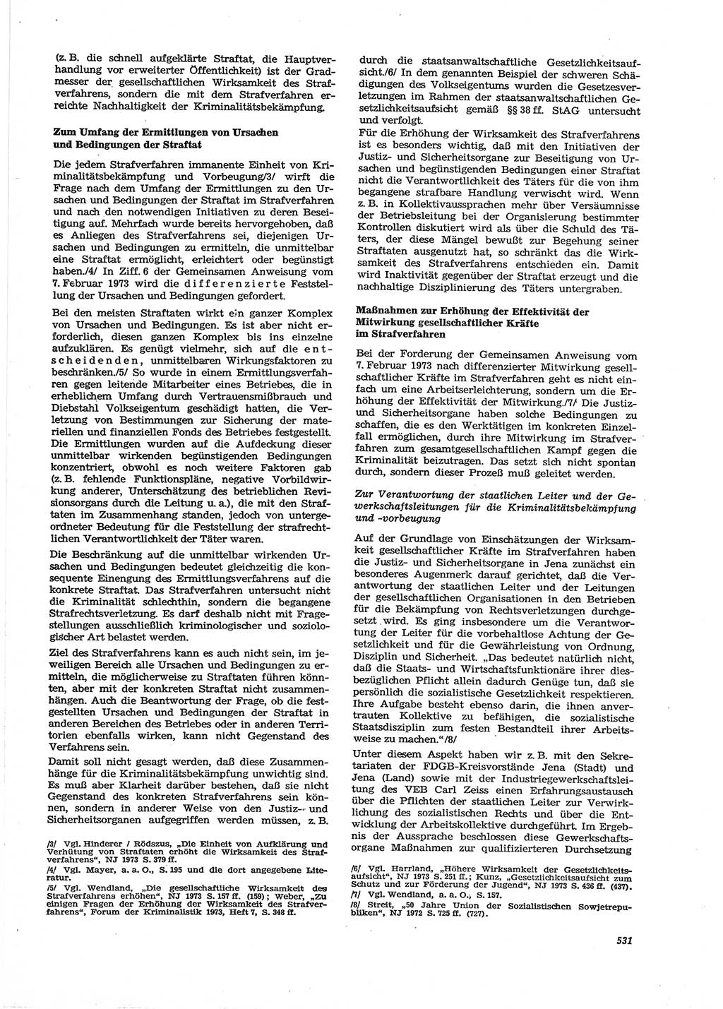 Neue Justiz (NJ), Zeitschrift für Recht und Rechtswissenschaft [Deutsche Demokratische Republik (DDR)], 27. Jahrgang 1973, Seite 531 (NJ DDR 1973, S. 531)