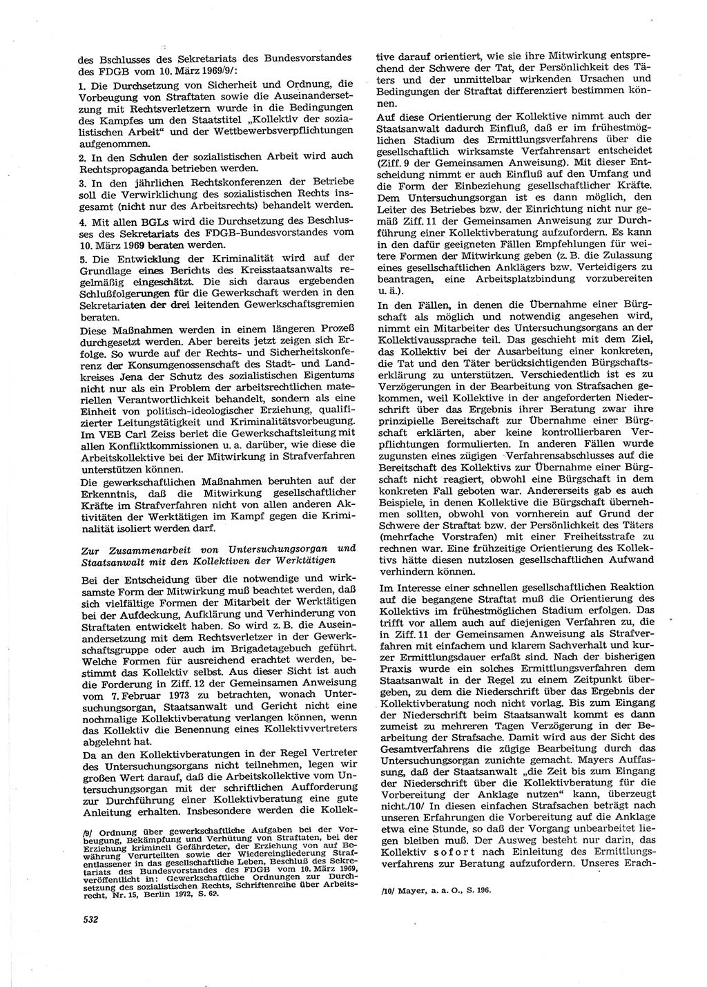 Neue Justiz (NJ), Zeitschrift für Recht und Rechtswissenschaft [Deutsche Demokratische Republik (DDR)], 27. Jahrgang 1973, Seite 532 (NJ DDR 1973, S. 532)