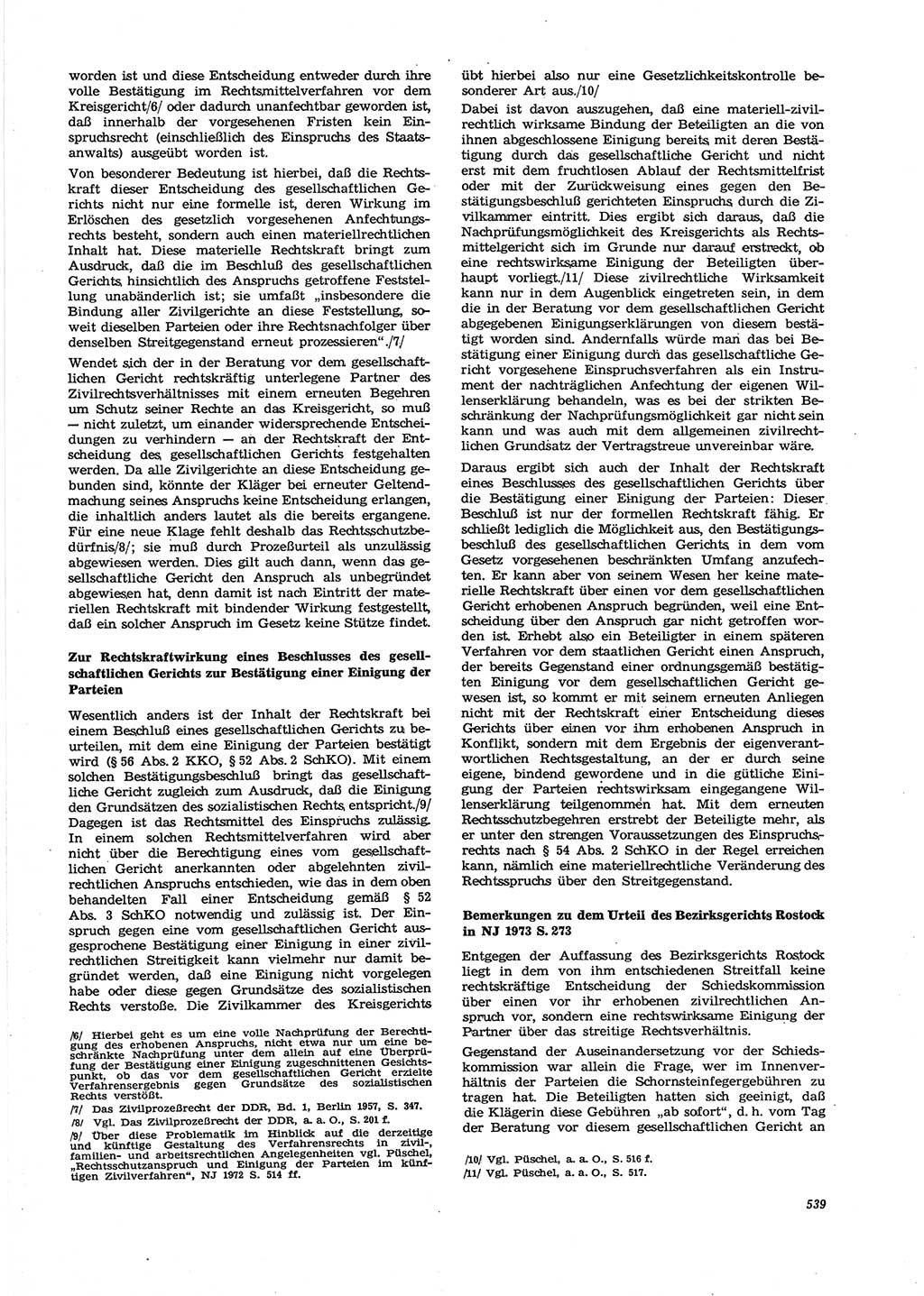 Neue Justiz (NJ), Zeitschrift für Recht und Rechtswissenschaft [Deutsche Demokratische Republik (DDR)], 27. Jahrgang 1973, Seite 539 (NJ DDR 1973, S. 539)