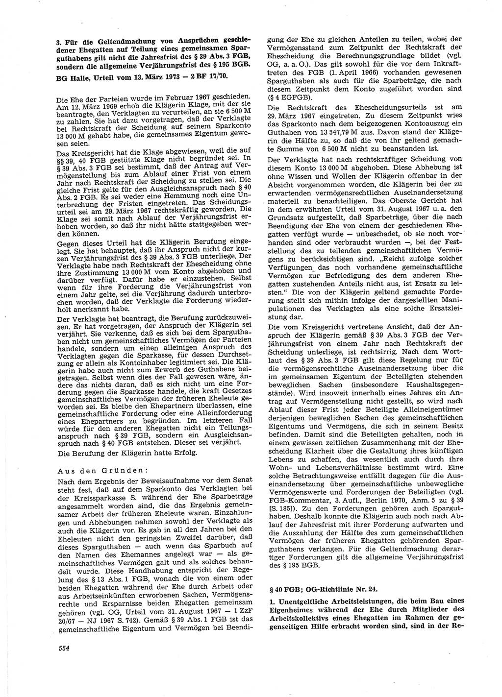 Neue Justiz (NJ), Zeitschrift für Recht und Rechtswissenschaft [Deutsche Demokratische Republik (DDR)], 27. Jahrgang 1973, Seite 554 (NJ DDR 1973, S. 554)