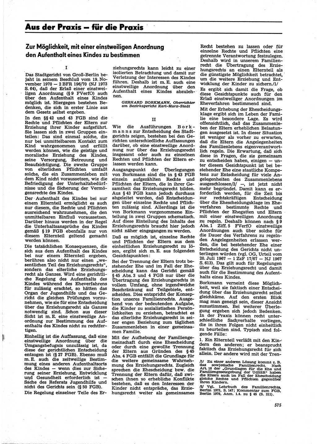 Neue Justiz (NJ), Zeitschrift für Recht und Rechtswissenschaft [Deutsche Demokratische Republik (DDR)], 27. Jahrgang 1973, Seite 575 (NJ DDR 1973, S. 575)