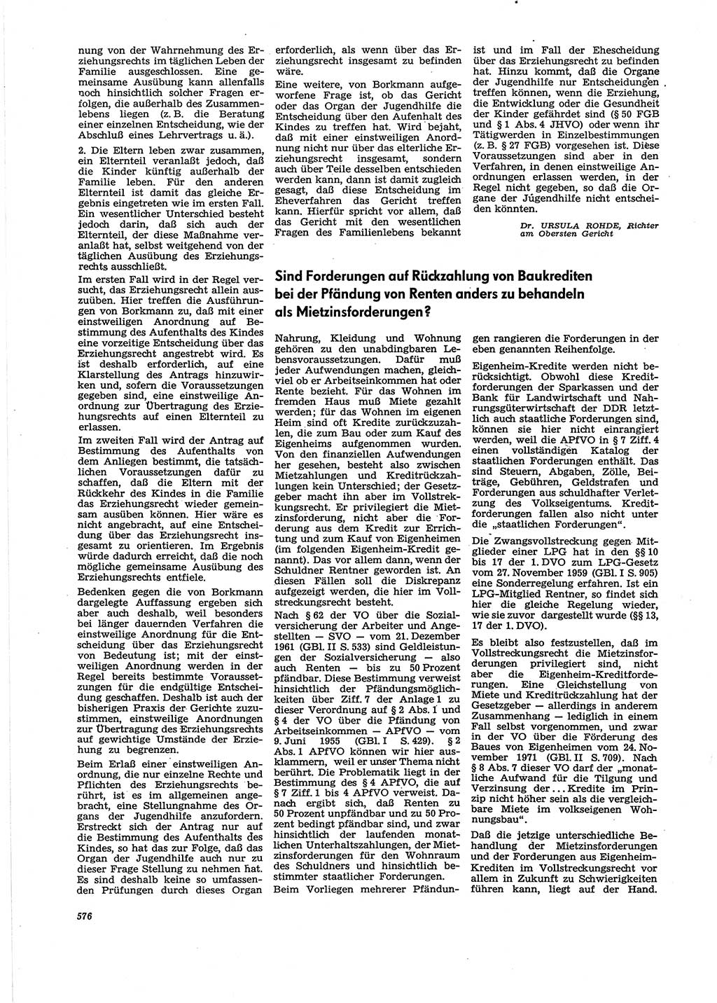 Neue Justiz (NJ), Zeitschrift für Recht und Rechtswissenschaft [Deutsche Demokratische Republik (DDR)], 27. Jahrgang 1973, Seite 576 (NJ DDR 1973, S. 576)
