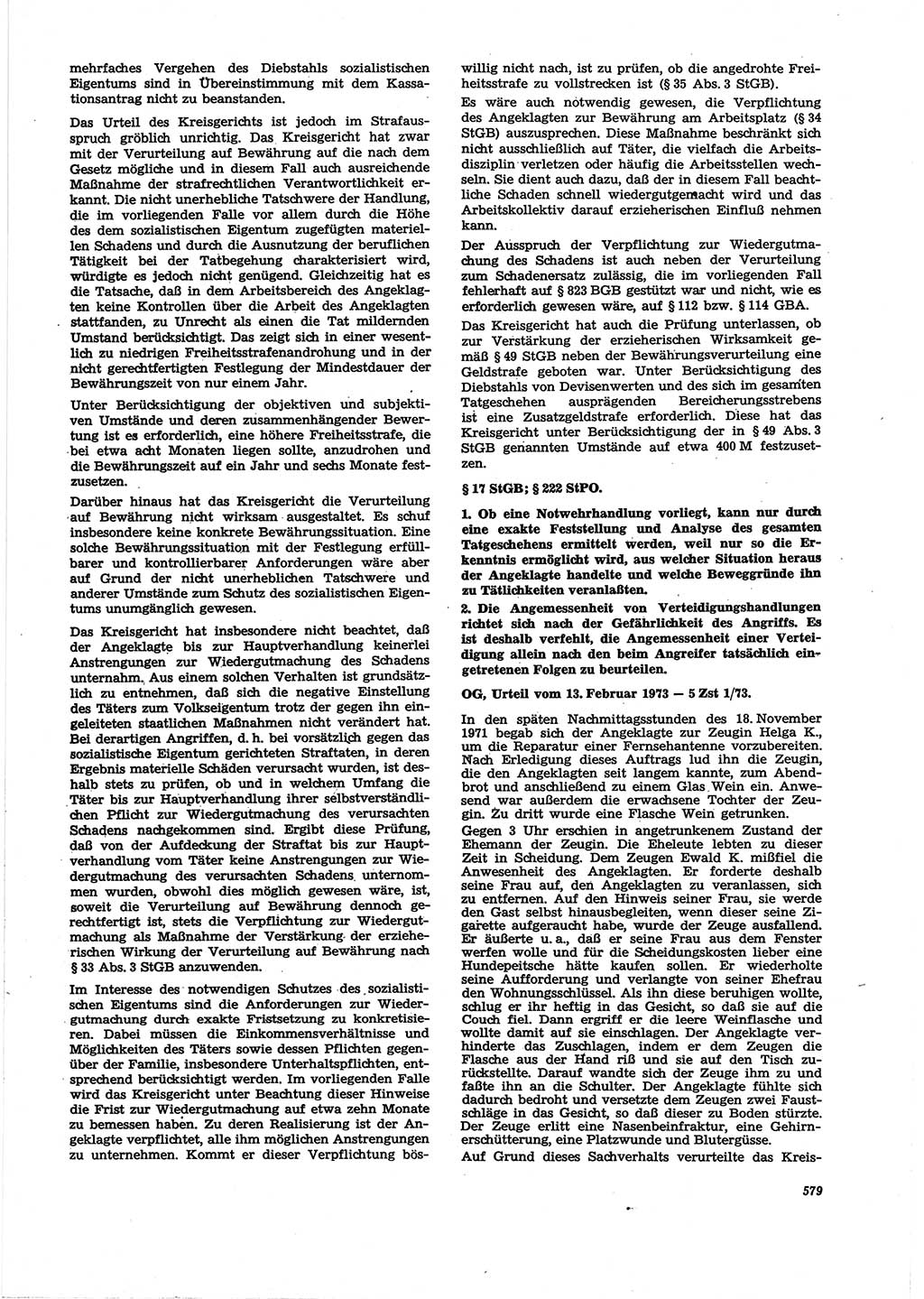 Neue Justiz (NJ), Zeitschrift für Recht und Rechtswissenschaft [Deutsche Demokratische Republik (DDR)], 27. Jahrgang 1973, Seite 579 (NJ DDR 1973, S. 579)