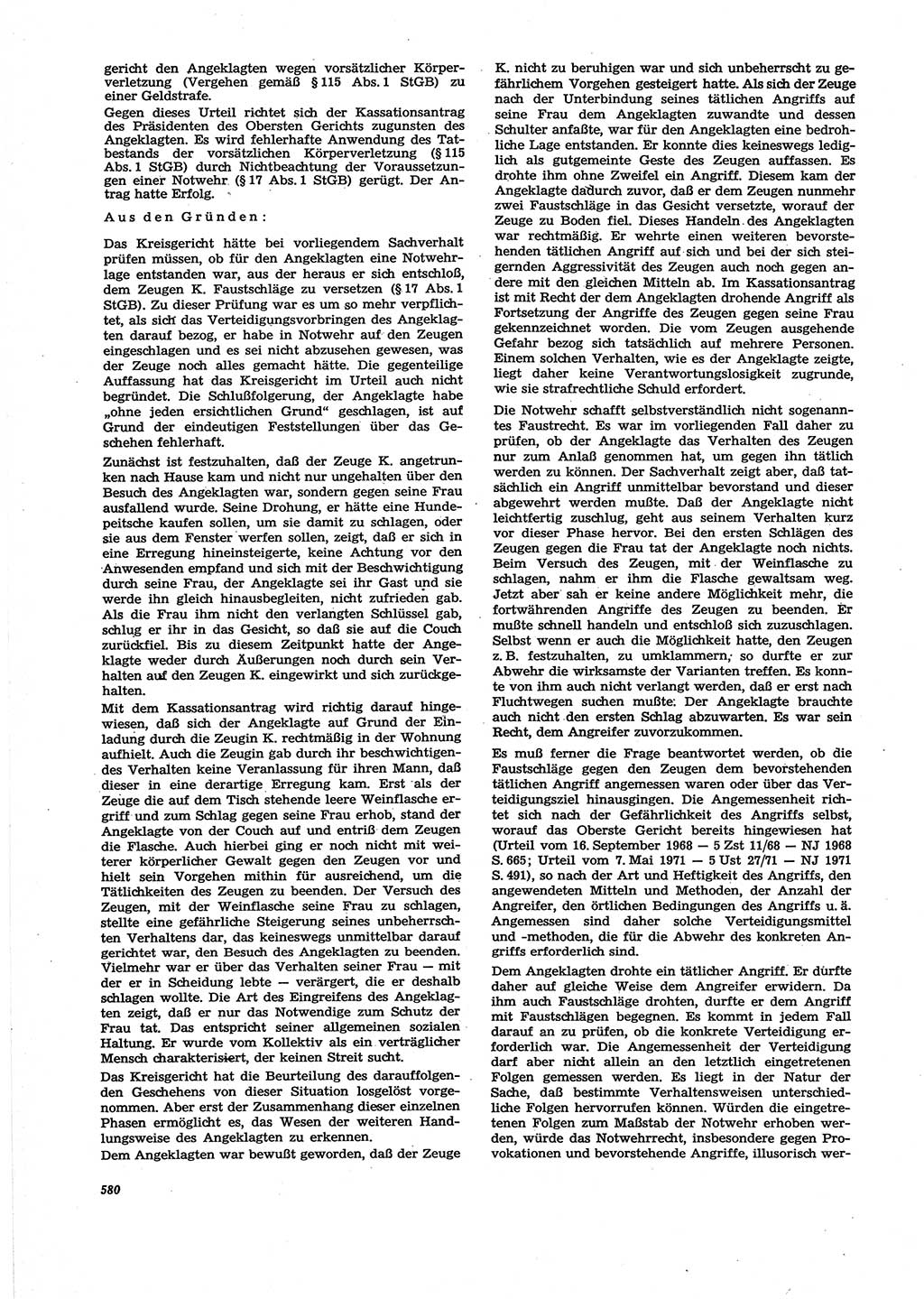 Neue Justiz (NJ), Zeitschrift für Recht und Rechtswissenschaft [Deutsche Demokratische Republik (DDR)], 27. Jahrgang 1973, Seite 580 (NJ DDR 1973, S. 580)