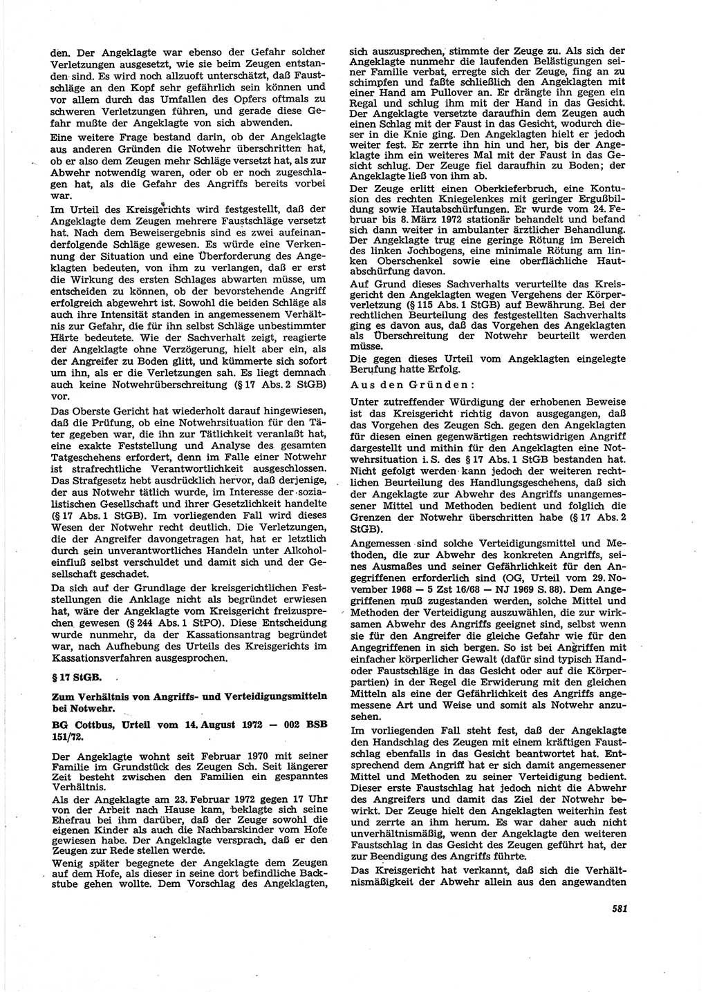 Neue Justiz (NJ), Zeitschrift für Recht und Rechtswissenschaft [Deutsche Demokratische Republik (DDR)], 27. Jahrgang 1973, Seite 581 (NJ DDR 1973, S. 581)