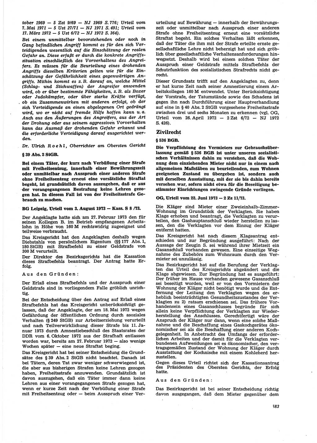 Neue Justiz (NJ), Zeitschrift für Recht und Rechtswissenschaft [Deutsche Demokratische Republik (DDR)], 27. Jahrgang 1973, Seite 583 (NJ DDR 1973, S. 583)