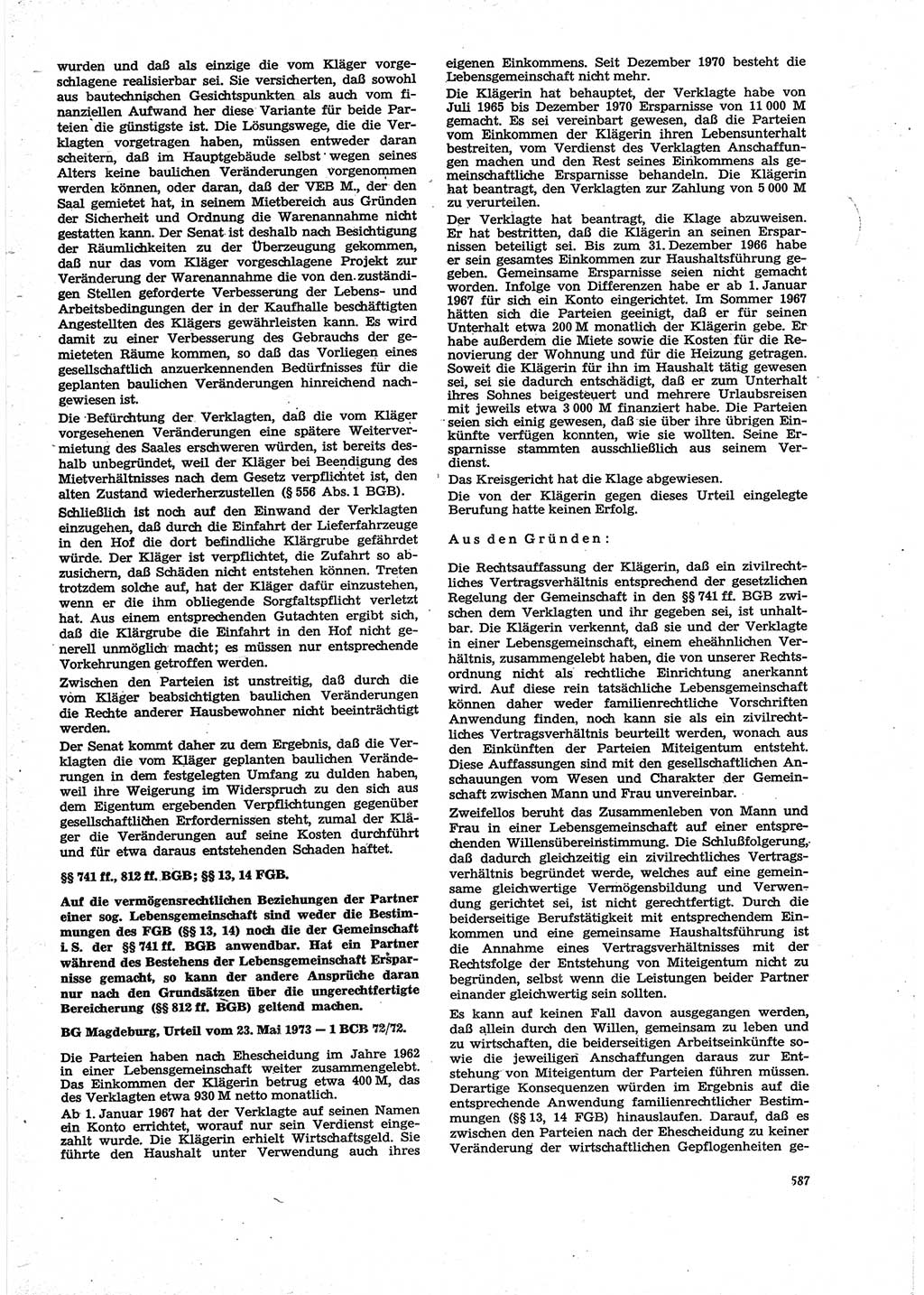Neue Justiz (NJ), Zeitschrift für Recht und Rechtswissenschaft [Deutsche Demokratische Republik (DDR)], 27. Jahrgang 1973, Seite 587 (NJ DDR 1973, S. 587)