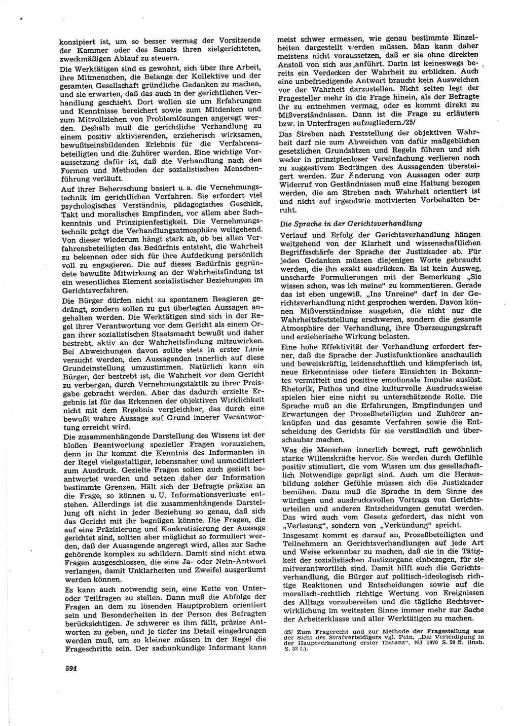 Neue Justiz (NJ), Zeitschrift für Recht und Rechtswissenschaft [Deutsche Demokratische Republik (DDR)], 27. Jahrgang 1973, Seite 594 (NJ DDR 1973, S. 594)