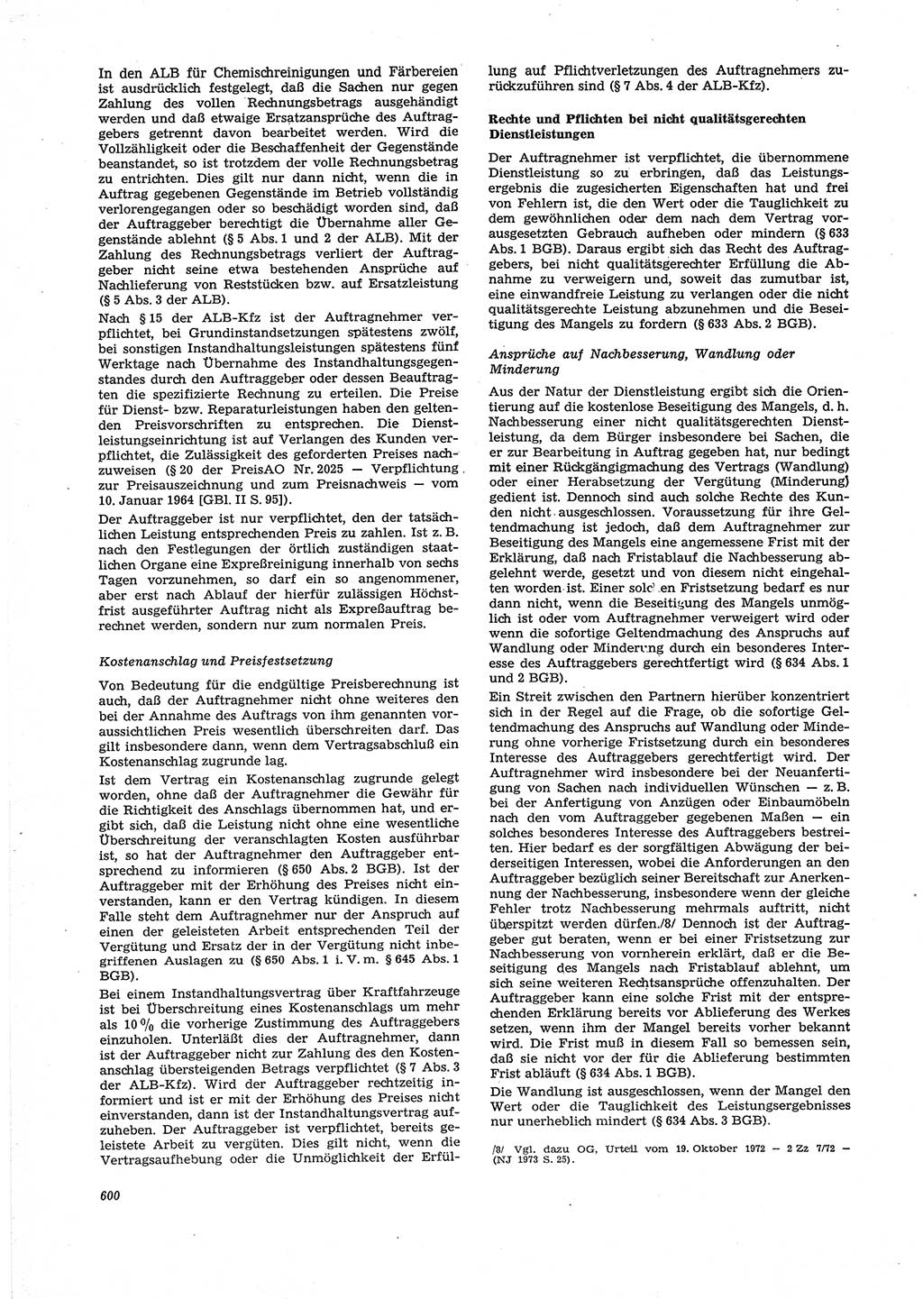 Neue Justiz (NJ), Zeitschrift für Recht und Rechtswissenschaft [Deutsche Demokratische Republik (DDR)], 27. Jahrgang 1973, Seite 600 (NJ DDR 1973, S. 600)