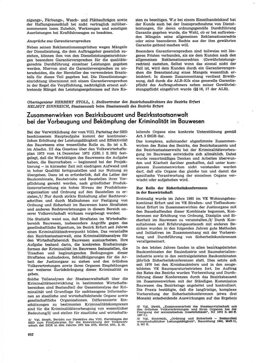 Neue Justiz (NJ), Zeitschrift für Recht und Rechtswissenschaft [Deutsche Demokratische Republik (DDR)], 27. Jahrgang 1973, Seite 602 (NJ DDR 1973, S. 602)