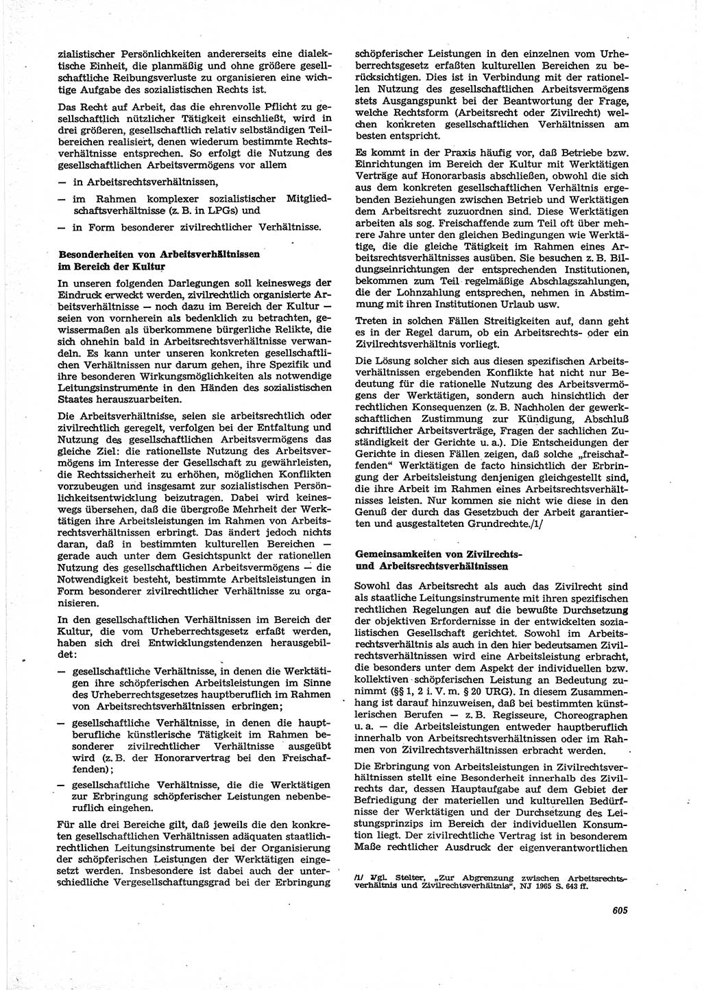Neue Justiz (NJ), Zeitschrift für Recht und Rechtswissenschaft [Deutsche Demokratische Republik (DDR)], 27. Jahrgang 1973, Seite 605 (NJ DDR 1973, S. 605)