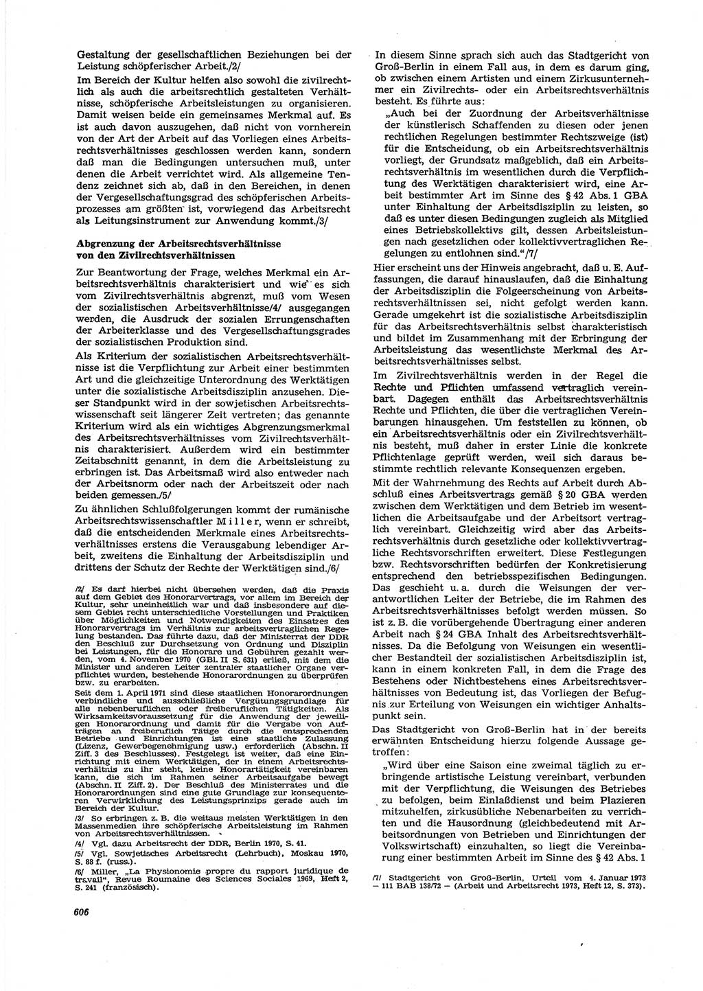 Neue Justiz (NJ), Zeitschrift für Recht und Rechtswissenschaft [Deutsche Demokratische Republik (DDR)], 27. Jahrgang 1973, Seite 606 (NJ DDR 1973, S. 606)