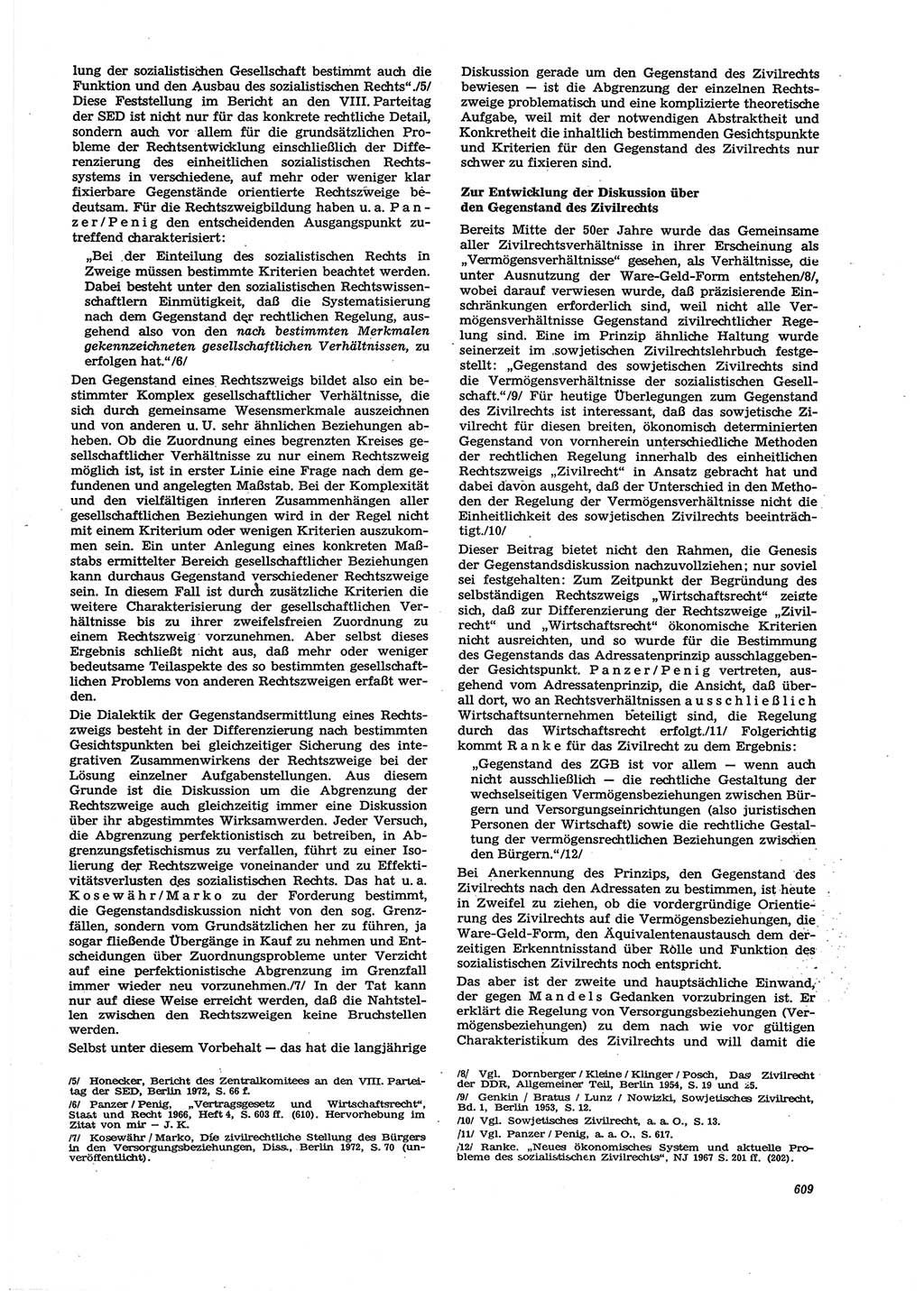 Neue Justiz (NJ), Zeitschrift für Recht und Rechtswissenschaft [Deutsche Demokratische Republik (DDR)], 27. Jahrgang 1973, Seite 609 (NJ DDR 1973, S. 609)