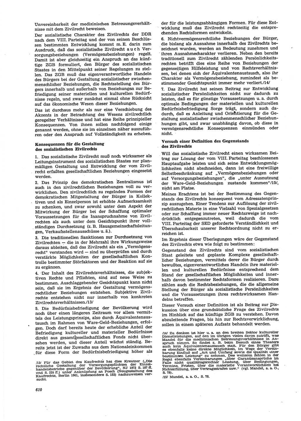 Neue Justiz (NJ), Zeitschrift für Recht und Rechtswissenschaft [Deutsche Demokratische Republik (DDR)], 27. Jahrgang 1973, Seite 610 (NJ DDR 1973, S. 610)