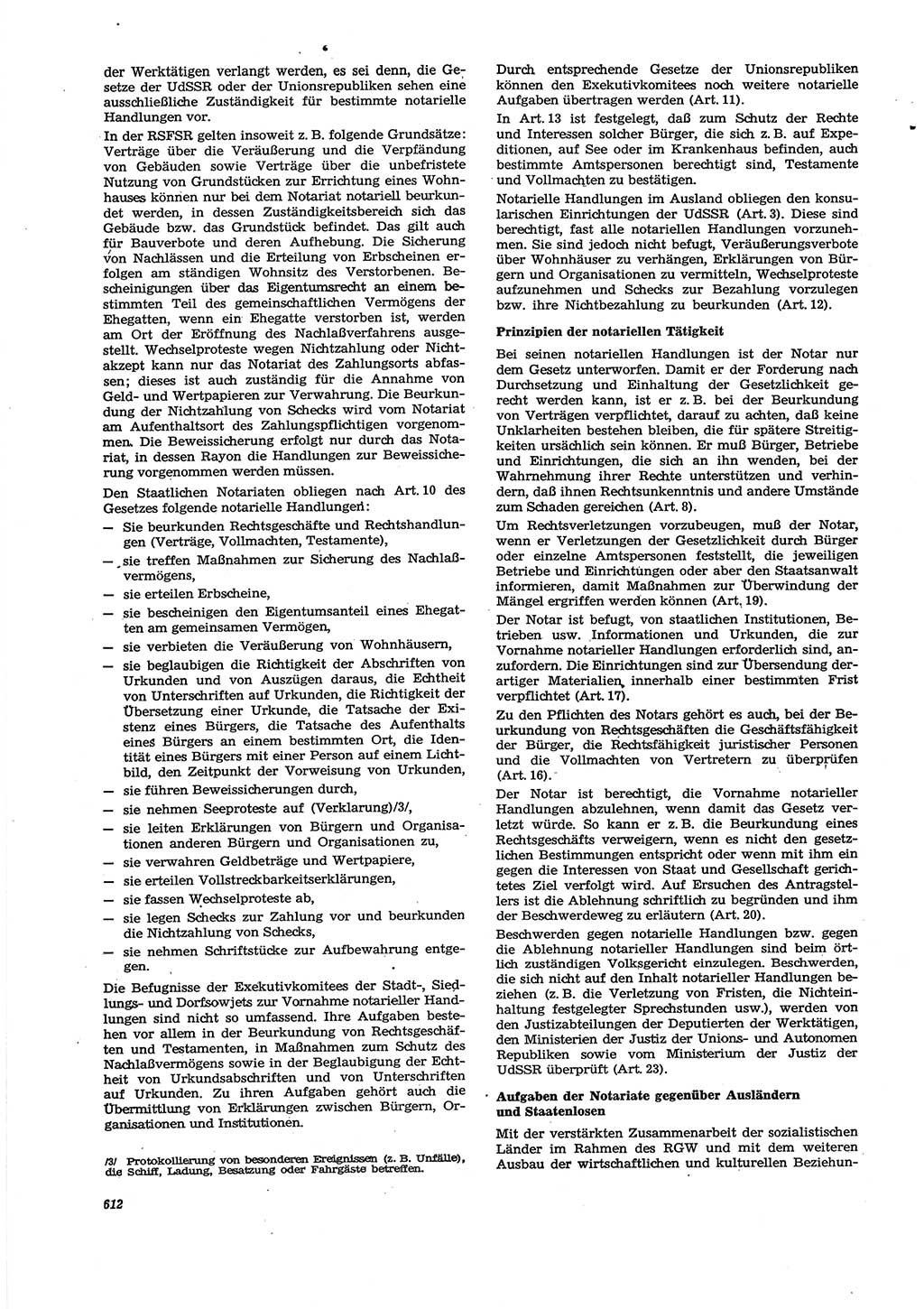Neue Justiz (NJ), Zeitschrift für Recht und Rechtswissenschaft [Deutsche Demokratische Republik (DDR)], 27. Jahrgang 1973, Seite 612 (NJ DDR 1973, S. 612)