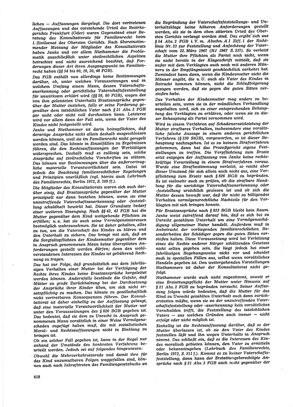 Neue Justiz (NJ), Zeitschrift für Recht und Rechtswissenschaft [Deutsche Demokratische Republik (DDR)], 27. Jahrgang 1973, Seite 618 (NJ DDR 1973, S. 618)