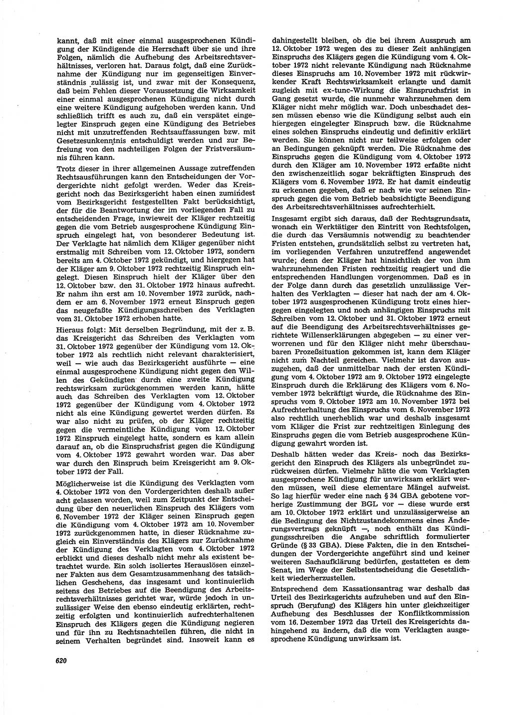 Neue Justiz (NJ), Zeitschrift für Recht und Rechtswissenschaft [Deutsche Demokratische Republik (DDR)], 27. Jahrgang 1973, Seite 620 (NJ DDR 1973, S. 620)