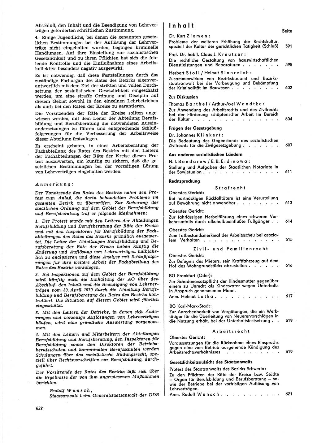 Neue Justiz (NJ), Zeitschrift für Recht und Rechtswissenschaft [Deutsche Demokratische Republik (DDR)], 27. Jahrgang 1973, Seite 622 (NJ DDR 1973, S. 622)