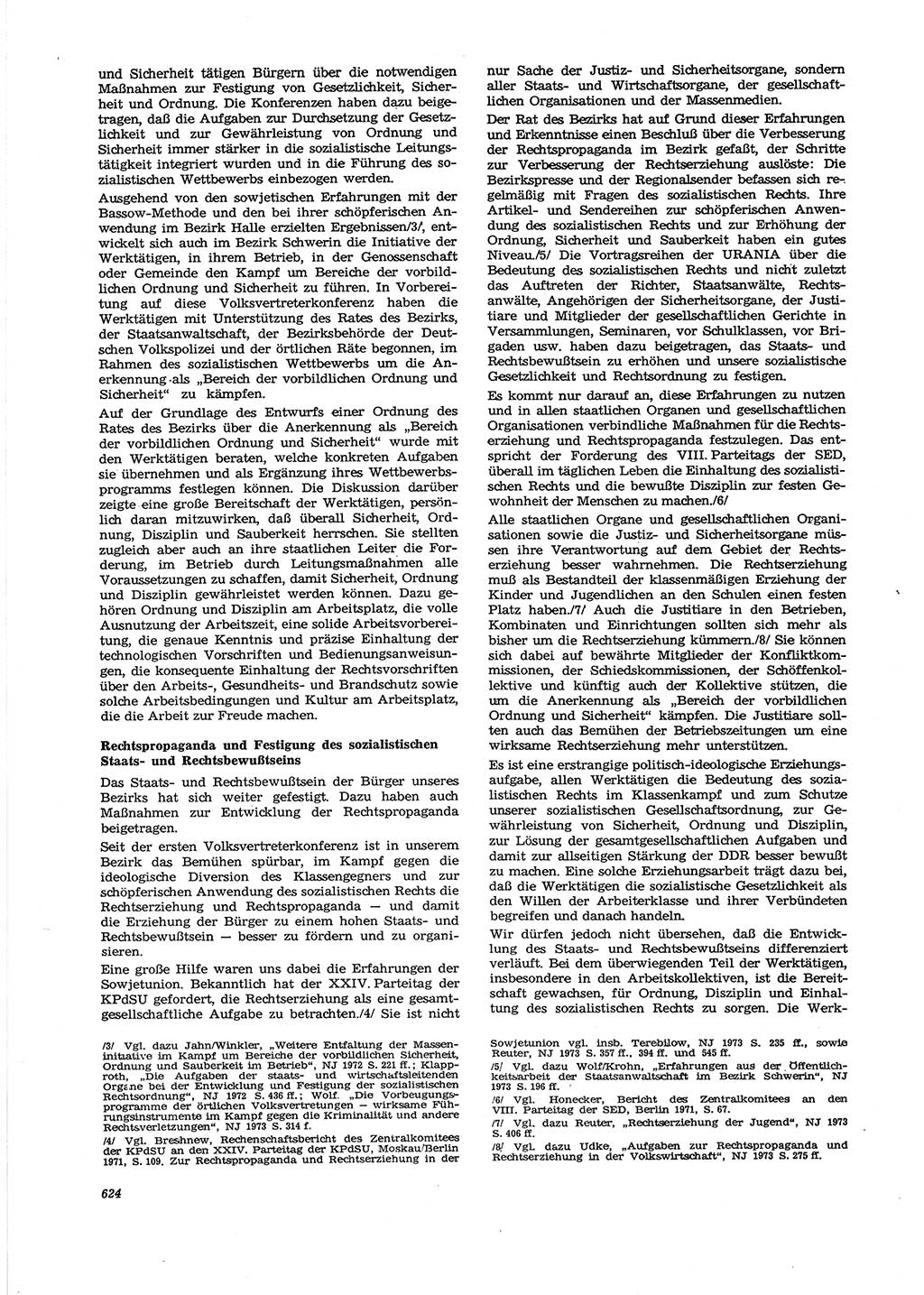 Neue Justiz (NJ), Zeitschrift für Recht und Rechtswissenschaft [Deutsche Demokratische Republik (DDR)], 27. Jahrgang 1973, Seite 624 (NJ DDR 1973, S. 624)