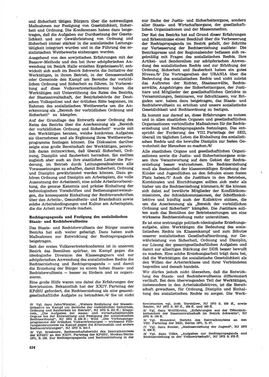Neue Justiz (NJ), Zeitschrift für Recht und Rechtswissenschaft [Deutsche Demokratische Republik (DDR)], 27. Jahrgang 1973, Seite 624 (NJ DDR 1973, S. 624)