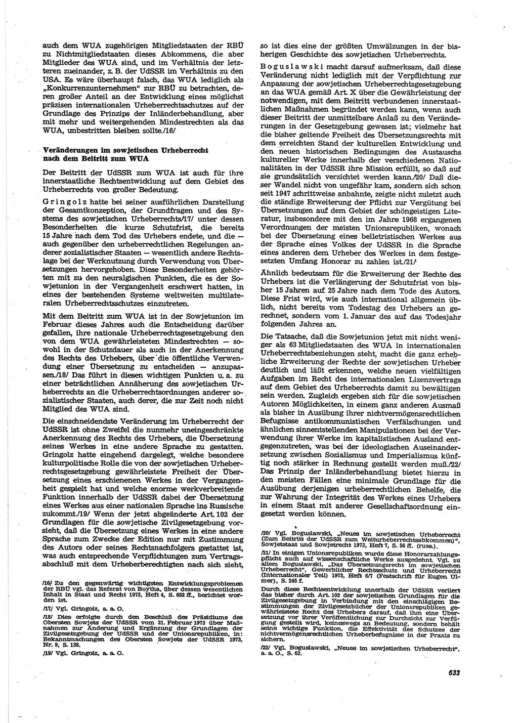 Neue Justiz (NJ), Zeitschrift für Recht und Rechtswissenschaft [Deutsche Demokratische Republik (DDR)], 27. Jahrgang 1973, Seite 633 (NJ DDR 1973, S. 633)