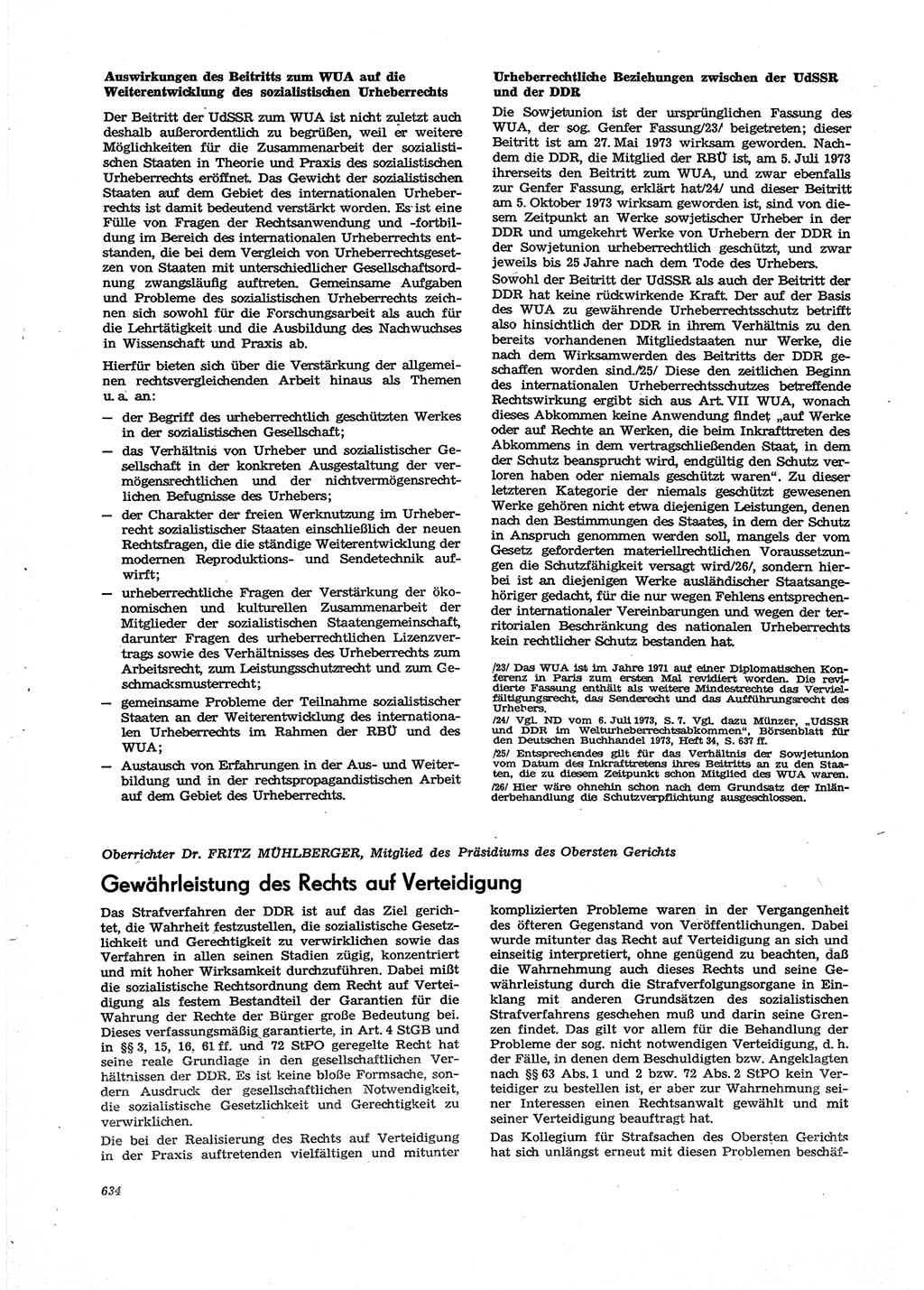 Neue Justiz (NJ), Zeitschrift für Recht und Rechtswissenschaft [Deutsche Demokratische Republik (DDR)], 27. Jahrgang 1973, Seite 634 (NJ DDR 1973, S. 634)
