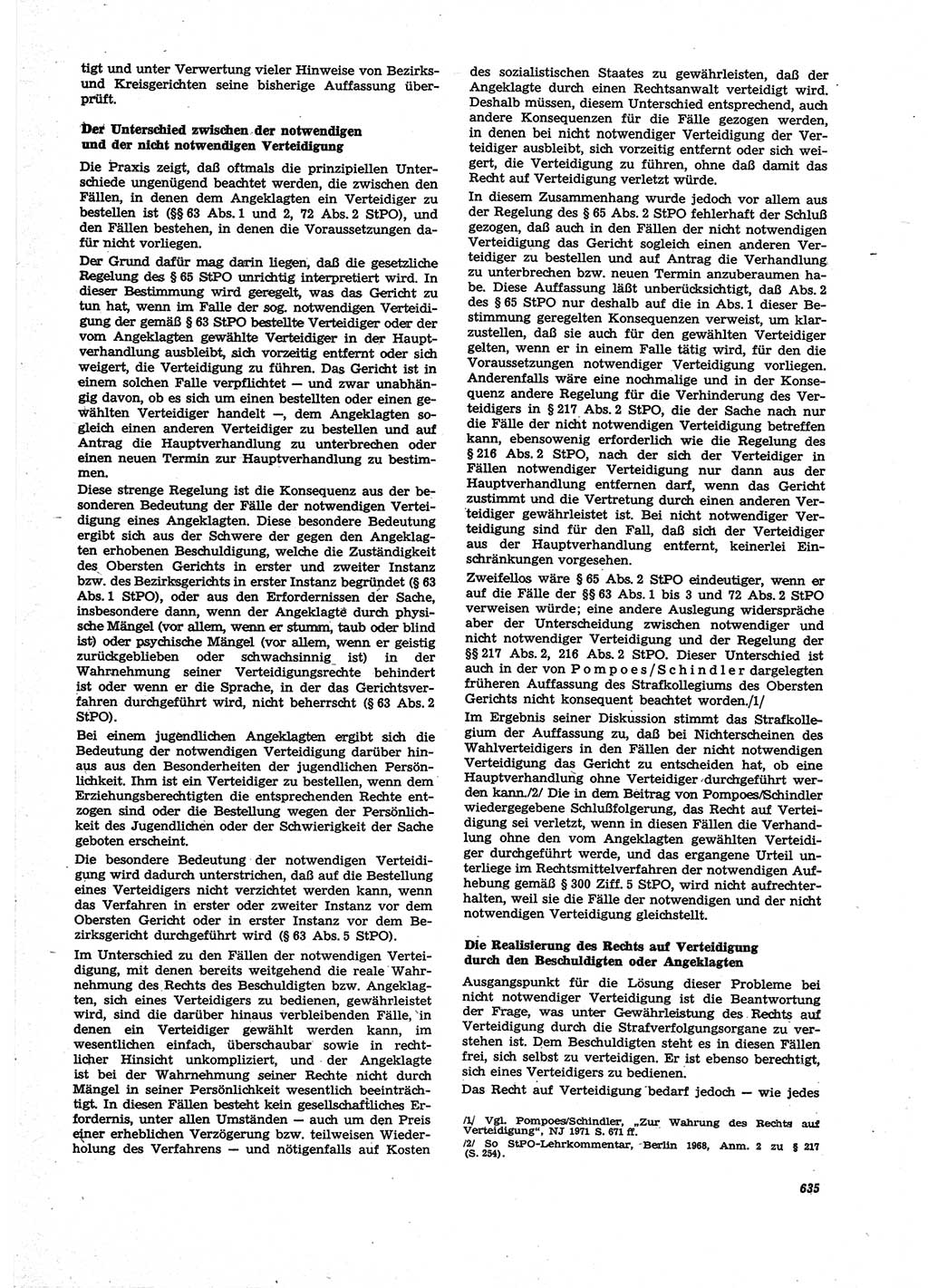 Neue Justiz (NJ), Zeitschrift für Recht und Rechtswissenschaft [Deutsche Demokratische Republik (DDR)], 27. Jahrgang 1973, Seite 635 (NJ DDR 1973, S. 635)