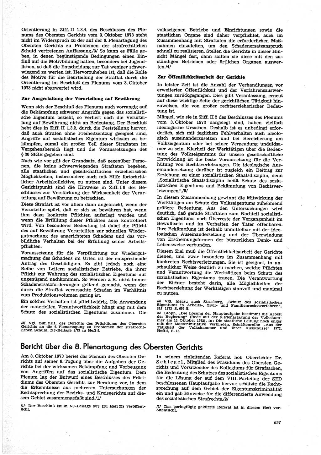 Neue Justiz (NJ), Zeitschrift für Recht und Rechtswissenschaft [Deutsche Demokratische Republik (DDR)], 27. Jahrgang 1973, Seite 657 (NJ DDR 1973, S. 657)