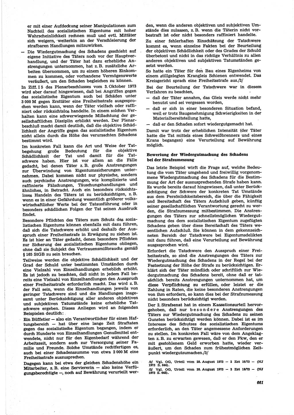 Neue Justiz (NJ), Zeitschrift für Recht und Rechtswissenschaft [Deutsche Demokratische Republik (DDR)], 27. Jahrgang 1973, Seite 661 (NJ DDR 1973, S. 661)