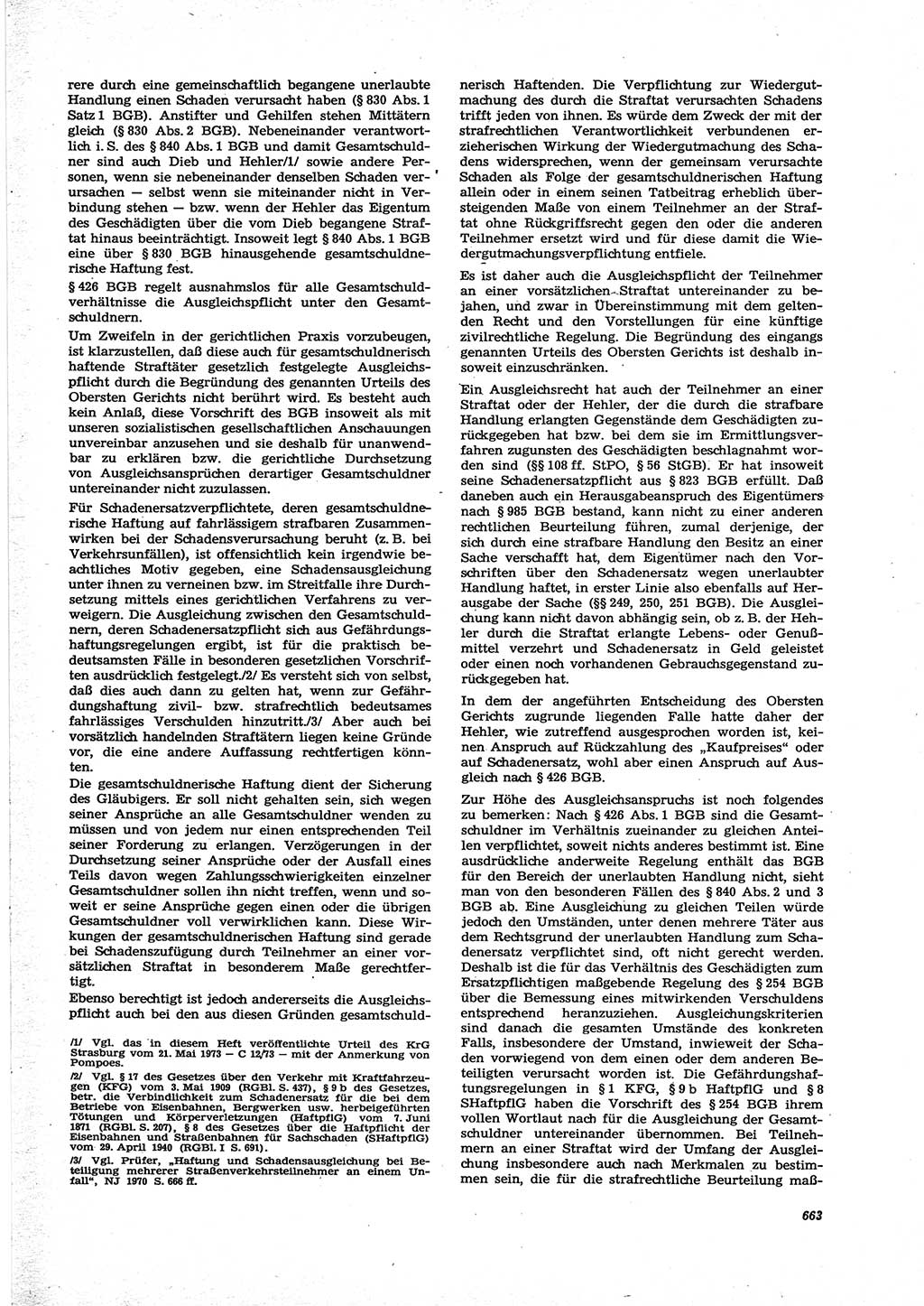 Neue Justiz (NJ), Zeitschrift für Recht und Rechtswissenschaft [Deutsche Demokratische Republik (DDR)], 27. Jahrgang 1973, Seite 663 (NJ DDR 1973, S. 663)