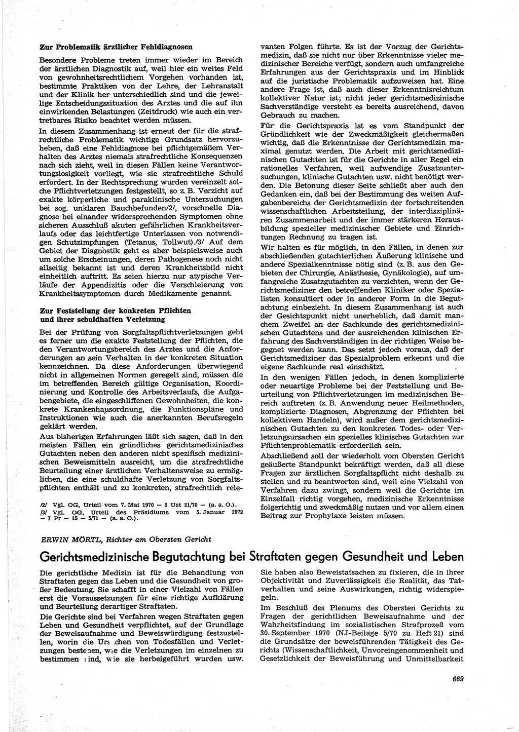 Neue Justiz (NJ), Zeitschrift für Recht und Rechtswissenschaft [Deutsche Demokratische Republik (DDR)], 27. Jahrgang 1973, Seite 669 (NJ DDR 1973, S. 669)